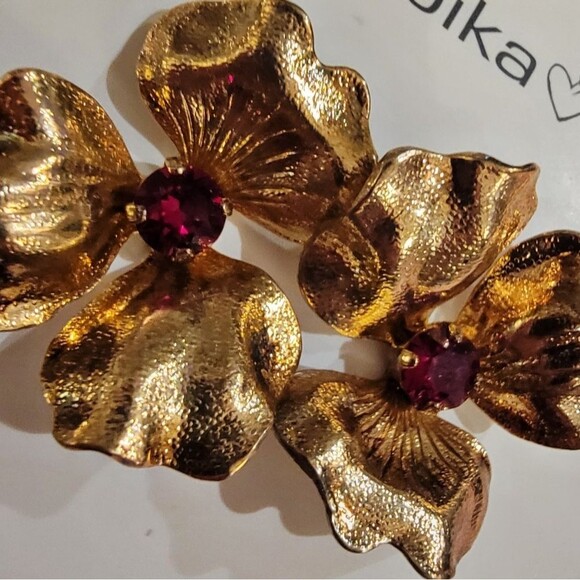 #Sabika #Statement #AlMi Collection Gold Modular Flower Studs #NWOT - Picture 2 of 6